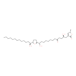 ChemSpider 2D Image | (5S)-3-[(2R,13S)-2,13-Dihydroxy-13-{(2S,5S)-5-[(1S)-1-hydroxytridecyl]tetrahydro-2-furanyl}-5-oxotridecyl]-5-methyl-2(5H)-furanone | C35H62O7