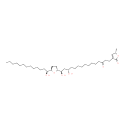 ChemSpider 2D Image | (5S)-3-[(13S,15R)-13,15-Dihydroxy-15-{(2R,5R)-5-[(1S)-1-hydroxytridecyl]tetrahydro-2-furanyl}-3-oxopentadecyl]-5-methyl-2(5H)-furanone | C37H66O7