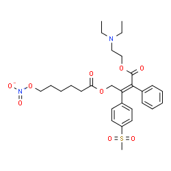ChemSpider 2D Image | (2Z)-4-[2-(Diethylamino)ethoxy]-2-[4-(methylsulfonyl)phenyl]-4-oxo-3-phenyl-2-buten-1-yl 6-(nitrooxy)hexanoate | C29H38N2O9S