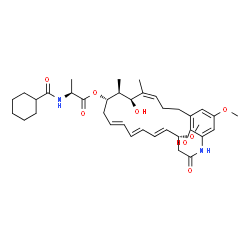 ChemSpider 2D Image | (5R,6E,8E,10E,13S,14S,15S,16Z)-15,24-Dihydroxy-5,22-dimethoxy-14,16-dimethyl-3-oxo-2-azabicyclo[18.3.1]tetracosa-1(24),6,8,10,16,20,22-heptaen-13-yl N-(cyclohexylcarbonyl)-L-alaninate | C37H52N2O8