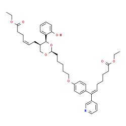 ChemSpider 2D Image | Ethyl (6E)-7-[4-({5-[(2S,4S,5R)-5-[(2Z)-6-ethoxy-6-oxo-2-hexen-1-yl]-4-(2-hydroxyphenyl)-1,3-dioxan-2-yl]pentyl}oxy)phenyl]-7-(3-pyridinyl)-6-heptenoate | C43H55NO8