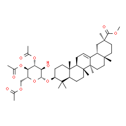 ChemSpider 2D Image | Methyl (3beta)-3-[(3,4,6-tri-O-acetyl-beta-D-glucopyranosyl)oxy]olean-12-en-30-oate | C43H66O11