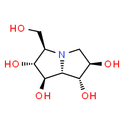 ChemSpider 2D Image | (1R,2R,3R,6R,7R,7aR)-3-(Hydroxymethyl)hexahydro-1H-pyrrolizine-1,2,6,7-tetrol | C8H15NO5