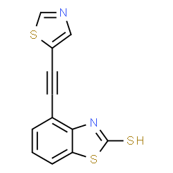 ChemSpider 2D Image | 4-(1,3-Thiazol-5-ylethynyl)-1,3-benzothiazole-2-thiol | C12H6N2S3