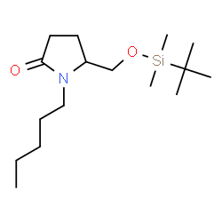 ChemSpider 2D Image | 5-({[Dimethyl(2-methyl-2-propanyl)silyl]oxy}methyl)-1-pentyl-2-pyrrolidinone | C16H33NO2Si