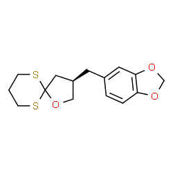 ChemSpider 2D Image | (3R)-3-(1,3-Benzodioxol-5-ylmethyl)-1-oxa-6,10-dithiaspiro[4.5]decane | C15H18O3S2