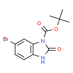 ChemSpider 2D Image | 2-Methyl-2-propanyl 6-bromo-2-oxo-2,3-dihydro-1H-benzimidazole-1-carboxylate | C12H13BrN2O3
