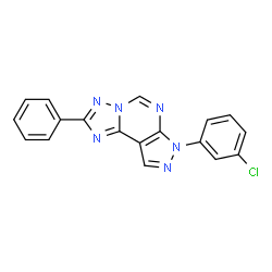 ChemSpider 2D Image | 7-(3-chlorophenyl)-2-phenyl-7H-pyrazolo[4,3-e][1,2,4]triazolo[1,5-c]pyrimidine | C18H11ClN6