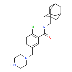 ChemSpider 2D Image | N-(Adamantan-1-ylmethyl)-2-chloro-5-(1-piperazinylmethyl)benzamide | C23H32ClN3O