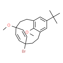 ChemSpider 2D Image | 1-Bromo-11,16-dimethoxy-6-(2-methyl-2-propanyl)tricyclo[9.2.2.1~4,8~]hexadeca-4(16),5,7,12,14-pentaene | C22H29BrO2