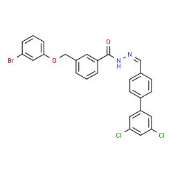ChemSpider 2D Image | 3-[(3-Bromophenoxy)methyl]-N'-[(Z)-(3',5'-dichloro-4-biphenylyl)methylene]benzohydrazide | C27H19BrCl2N2O2