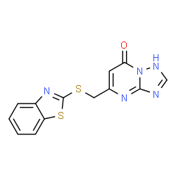 ChemSpider 2D Image | [1,2,4]triazolo[1,5-a]pyrimidin-7(4H)-one, 5-[(2-benzothiazolylthio)methyl]- | C13H9N5OS2