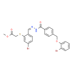 ChemSpider 2D Image | Methyl ({5-bromo-2-[(Z)-({4-[(2-bromophenoxy)methyl]benzoyl}hydrazono)methyl]phenyl}sulfanyl)acetate | C24H20Br2N2O4S