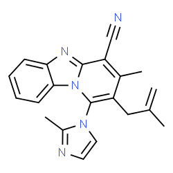 ChemSpider 2D Image | 3-methyl-1-(2-methyl-1H-imidazol-1-yl)-2-(2-methylprop-2-en-1-yl)pyrido[1,2-a]benzimidazole-4-carbonitrile | C21H19N5