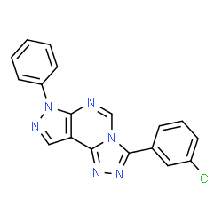 ChemSpider 2D Image | 3-(3-chlorophenyl)-7-phenyl-7H-pyrazolo[4,3-e][1,2,4]triazolo[4,3-c]pyrimidine | C18H11ClN6