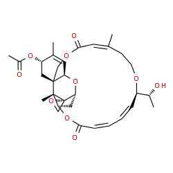ChemSpider 2D Image | (1'R,2S,3'R,6'S,8'R,12'Z,17'R,18'Z,20'Z,24'R,25'S)-17'-[(1R)-1-Hydroxyethyl]-5',13',25'-trimethyl-11',22'-dioxospiro[oxirane-2,26'-[2,10,16,23]tetraoxatetracyclo[22.2.1.0~3,8~.0~8,25~]heptacosa[4,12,1
8,20]tetraen]-6'-yl acetate | C31H40O10