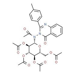 ChemSpider 2D Image | (2R,3R,4S,5R,6R)-2-(Acetoxymethyl)-6-{acetyl[2-(4-methylphenyl)-4-oxo-3(4H)-quinazolinyl]amino}tetrahydro-2H-pyran-3,4,5-triyl triacetate | C31H33N3O11