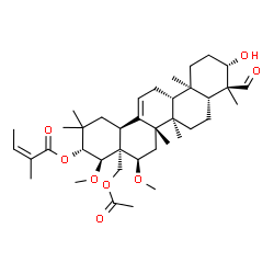 ChemSpider 2D Image | (3beta,16alpha,21beta,22alpha)-28-Acetoxy-3-hydroxy-16,22-dimethoxy-23-oxoolean-12-en-21-yl (2Z)-2-methyl-2-butenoate | C39H60O8