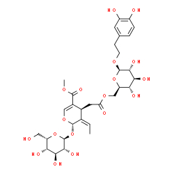 ChemSpider 2D Image | 2-(3,4-Dihydroxyphenyl)ethyl 6-O-{[(2S,3Z,4S)-3-ethylidene-2-(alpha-L-idopyranosyloxy)-5-(methoxycarbonyl)-3,4-dihydro-2H-pyran-4-yl]acetyl}-beta-D-glucopyranoside | C31H42O18