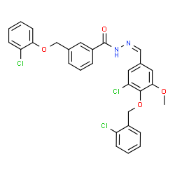 ChemSpider 2D Image | N'-[(Z)-{3-Chloro-4-[(2-chlorobenzyl)oxy]-5-methoxyphenyl}methylene]-3-[(2-chlorophenoxy)methyl]benzohydrazide | C29H23Cl3N2O4
