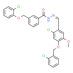 ChemSpider 2D Image | N'-[(Z)-{2-Chloro-4-[(2-chlorobenzyl)oxy]-5-methoxyphenyl}methylene]-3-[(2-chlorophenoxy)methyl]benzohydrazide | C29H23Cl3N2O4