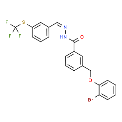 ChemSpider 2D Image | 3-[(2-Bromophenoxy)methyl]-N'-[(Z)-{3-[(trifluoromethyl)sulfanyl]phenyl}methylene]benzohydrazide | C22H16BrF3N2O2S
