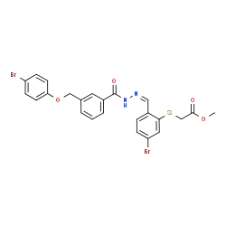 ChemSpider 2D Image | Methyl ({5-bromo-2-[(Z)-({3-[(4-bromophenoxy)methyl]benzoyl}hydrazono)methyl]phenyl}sulfanyl)acetate | C24H20Br2N2O4S