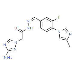 ChemSpider 2D Image | 2-(3-Amino-1H-1,2,4-triazol-1-yl)-N'-{(Z)-[3-fluoro-4-(4-methyl-1H-imidazol-1-yl)phenyl]methylene}acetohydrazide | C15H15FN8O