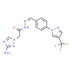 ChemSpider 2D Image | 2-(3-Amino-1H-1,2,4-triazol-1-yl)-N'-[(Z)-{4-[4-(trifluoromethyl)-1H-pyrazol-1-yl]phenyl}methylene]acetohydrazide | C15H13F3N8O