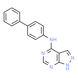 ChemSpider 2D Image | N-(4-Biphenylyl)-1H-pyrazolo[3,4-d]pyrimidin-4-amine | C17H13N5