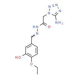 ChemSpider 2D Image | 2-(5-Amino-1H-tetrazol-1-yl)-N'-(4-ethoxy-3-hydroxybenzylidene)acetohydrazide | C12H15N7O3