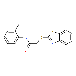 ChemSpider 2D Image | 2-(1,3-Benzothiazol-2-ylsulfanyl)-N-(2-methylphenyl)acetamide | C16H14N2OS2