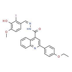 ChemSpider 2D Image | 2-(4-Ethoxyphenyl)-N'-[(Z)-(3-hydroxy-2-iodo-4-methoxyphenyl)methylene]-4-quinolinecarbohydrazide | C26H22IN3O4