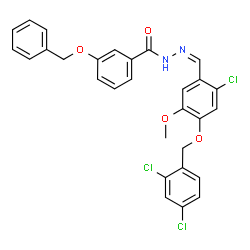 ChemSpider 2D Image | 3-(Benzyloxy)-N'-[(Z)-{2-chloro-4-[(2,4-dichlorobenzyl)oxy]-5-methoxyphenyl}methylene]benzohydrazide | C29H23Cl3N2O4