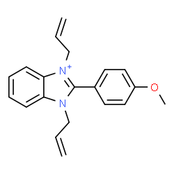 ChemSpider 2D Image | 1,3-Diallyl-2-(4-methoxy-phenyl)-3H-benzoimidazol-1-ium | C20H21N2O
