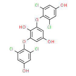 ChemSpider 2D Image | 2,6-Bis(2,6-dichloro-4-hydroxyphenoxy)-1,4-benzenediol | C18H10Cl4O6