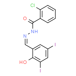 ChemSpider 2D Image | 2-Chloro-N'-[(Z)-(2-hydroxy-3,5-diiodophenyl)methylene]benzohydrazide | C14H9ClI2N2O2
