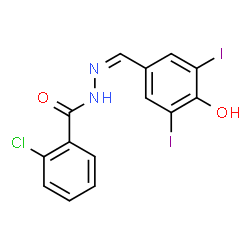 ChemSpider 2D Image | 2-Chloro-N'-[(Z)-(4-hydroxy-3,5-diiodophenyl)methylene]benzohydrazide | C14H9ClI2N2O2