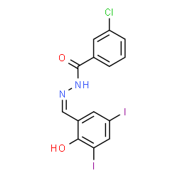 ChemSpider 2D Image | 3-Chloro-N'-[(Z)-(2-hydroxy-3,5-diiodophenyl)methylene]benzohydrazide | C14H9ClI2N2O2