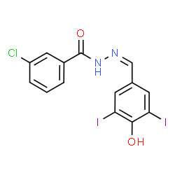 ChemSpider 2D Image | 3-Chloro-N'-[(Z)-(4-hydroxy-3,5-diiodophenyl)methylene]benzohydrazide | C14H9ClI2N2O2