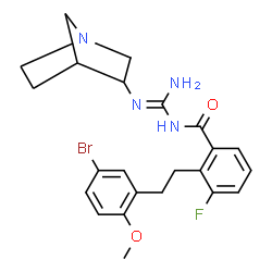 ChemSpider 2D Image | N-[N'-(1-Azabicyclo[2.2.1]hept-3-yl)carbamimidoyl]-2-[2-(5-bromo-2-methoxyphenyl)ethyl]-3-fluorobenzamide | C23H26BrFN4O2