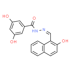 ChemSpider 2D Image | 3,5-Dihydroxy-N'-[(Z)-(2-hydroxy-1-naphthyl)methylene]benzohydrazide | C18H14N2O4