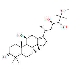 ChemSpider 2D Image | (5xi,8alpha,9xi,11beta,14beta,23S,24R)-11,23,24-Trihydroxy-25-methoxydammar-13(17)-en-3-one | C31H52O5