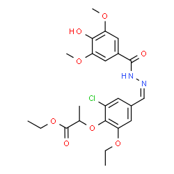 ChemSpider 2D Image | Ethyl 2-(2-chloro-6-ethoxy-4-{(Z)-[(4-hydroxy-3,5-dimethoxybenzoyl)hydrazono]methyl}phenoxy)propanoate | C23H27ClN2O8