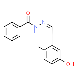 ChemSpider 2D Image | N'-[(Z)-(5-Hydroxy-2-iodophenyl)methylene]-3-iodobenzohydrazide | C14H10I2N2O2