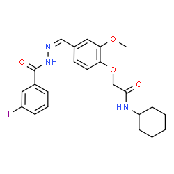 ChemSpider 2D Image | N-Cyclohexyl-2-(4-{(Z)-[(3-iodobenzoyl)hydrazono]methyl}-2-methoxyphenoxy)acetamide | C23H26IN3O4