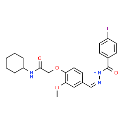 ChemSpider 2D Image | N-Cyclohexyl-2-(4-{(Z)-[(4-iodobenzoyl)hydrazono]methyl}-2-methoxyphenoxy)acetamide | C23H26IN3O4