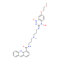 ChemSpider 2D Image | N-{3-[(3-{(E)-[4-Hydroxy-7-(2-methoxyethoxy)-1-oxido-1,2,4-benzotriazin-3(4H)-ylidene]amino}propyl)(methyl)amino]propyl}-4-acridinecarboxamide | C31H35N7O5