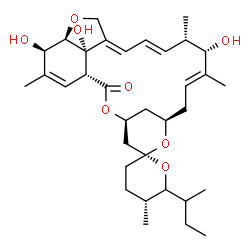 ChemSpider 2D Image | (1'R,2R,4'S,5R,8'R,10'E,12'S,13'S,14'E,16'E,20'R,21'R,24'S)-6-sec-Butyl-12',21',24'-trihydroxy-5,11',13',22'-tetramethyl-3,4,5,6-tetrahydro-2'H-spiro[pyran-2,6'-[3,7,19]trioxatetracyclo[15.6.1.1~4,8~.
0~20,24~]pentacosa[10,14,16,22]tetraen]-2'-one | C34H50O8