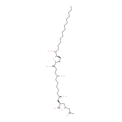 ChemSpider 2D Image | (3S)-5-(2-Oxopropyl)-3-[(2R,8R,11R)-2,8,11-trihydroxy-11-{(2R,5R)-5-[(1R)-1-hydroxypentadecyl]tetrahydro-2-furanyl}undecyl]dihydro-2(3H)-furanone | C37H68O8